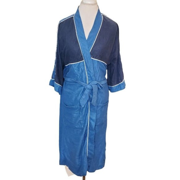 Vintage 80s Mens‎ Blue Fleece Robe S/M McGregor - Picture 1 of 8